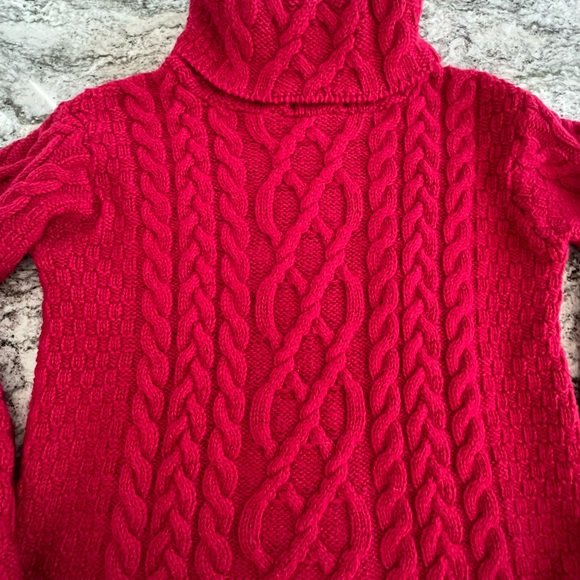 Inis Crafts Irish Cable Knit Turtleneck Sweater sz M. Made in Ireland - Picture 2 of 5